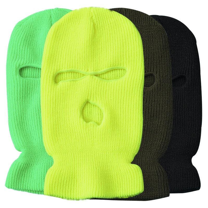 Army Tactical Mask 3 Hole Full Face Mask Ski Mask Winter Cap Balaclava Motorbike Motorcycle Helmet Full Helmet Neck Gaiter, Winter Balaclava Warm Knit Beanie for Outdoor Sports Outdoor Full Face Cover Thermal Ski Mask