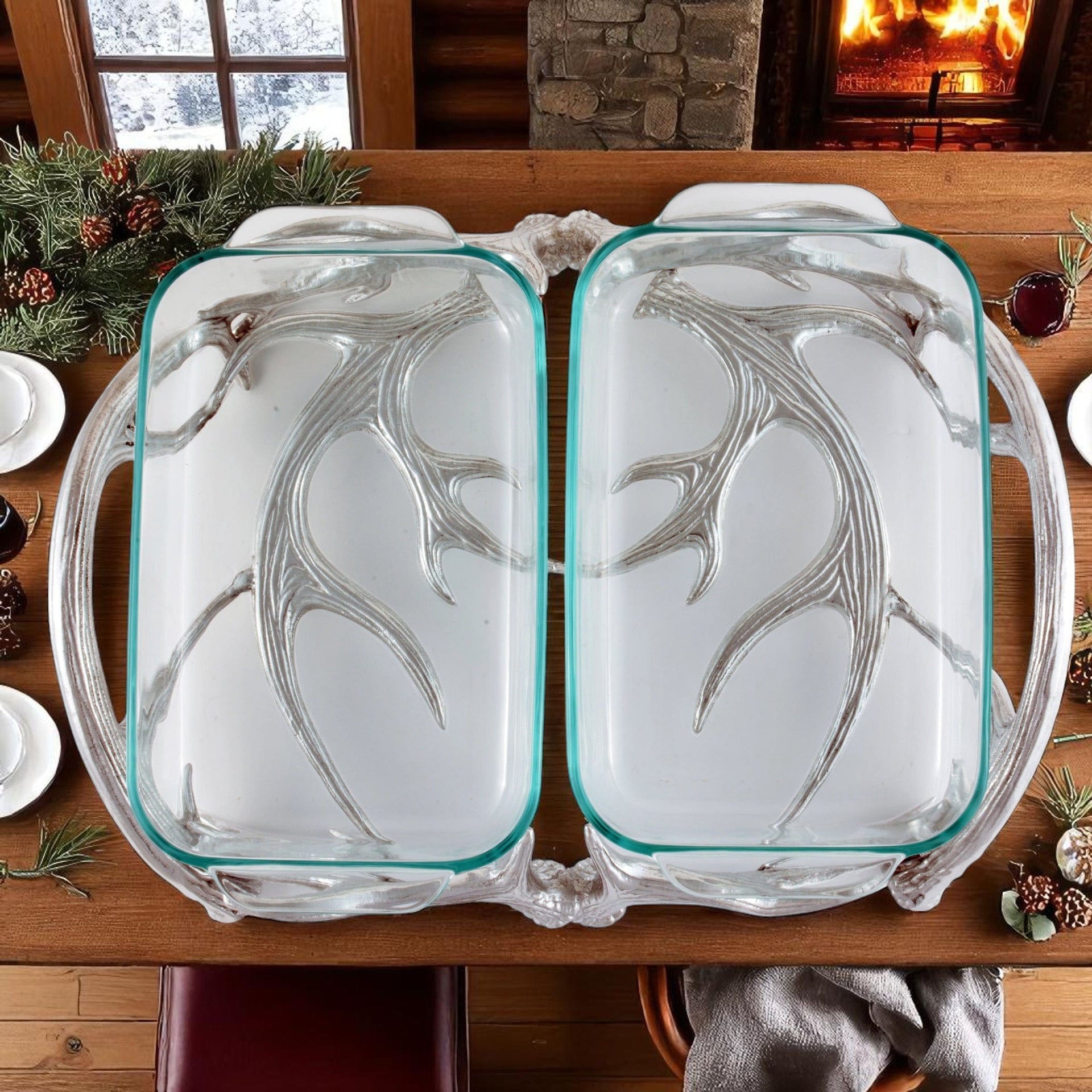 Antler Pyrex Holder Double 2qt Arthur Court Designs