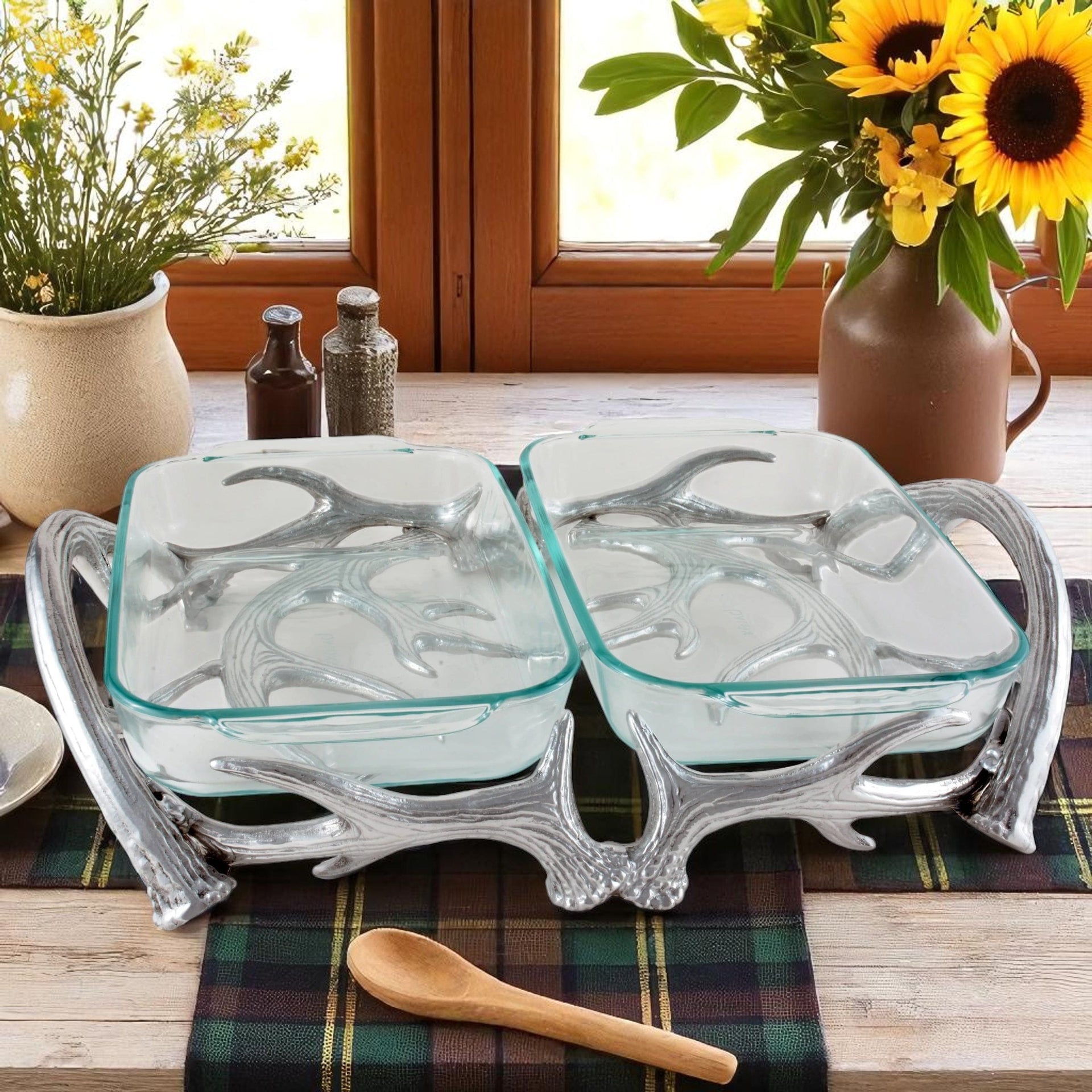 Antler Pyrex Holder Double 2qt Arthur Court Designs