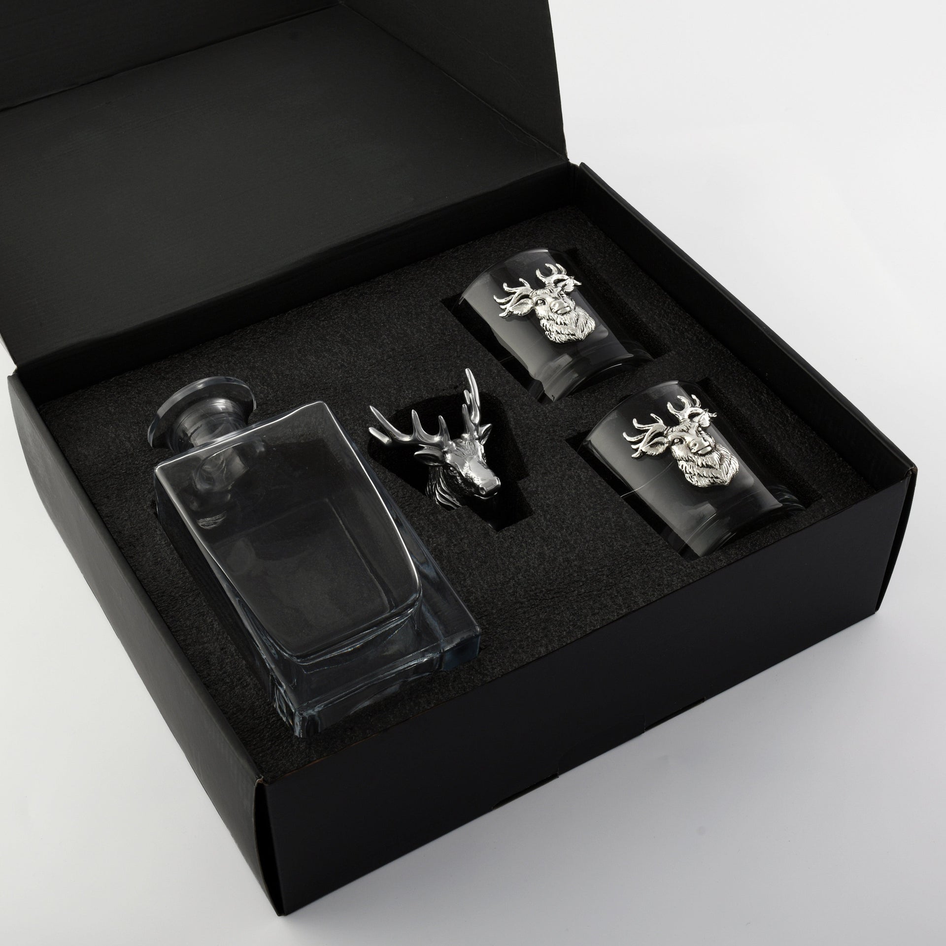 Elk / Deer Bust Decanter Set with Glasses Arthur Court Designs