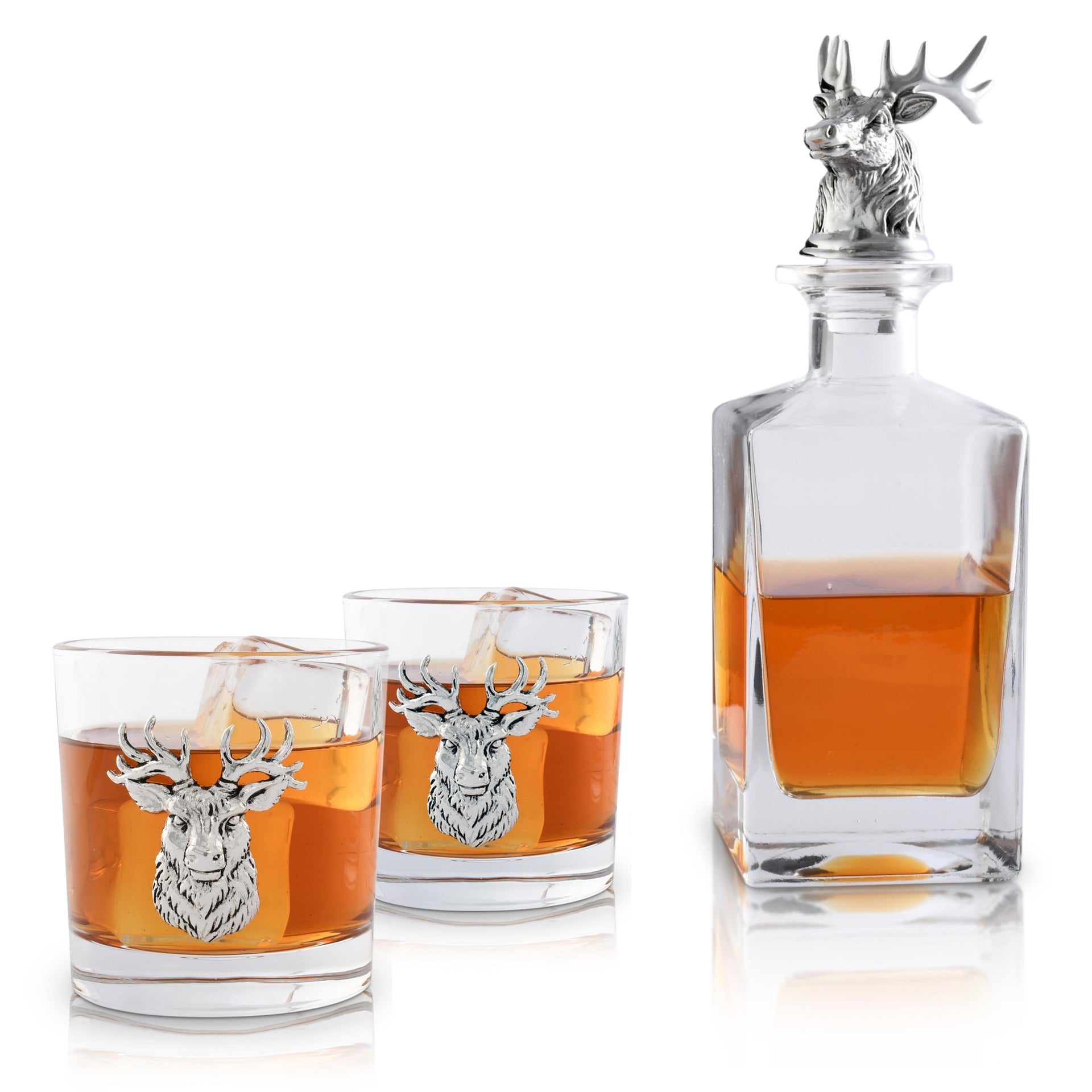 Elk / Deer Bust Decanter Set with Glasses Arthur Court Designs