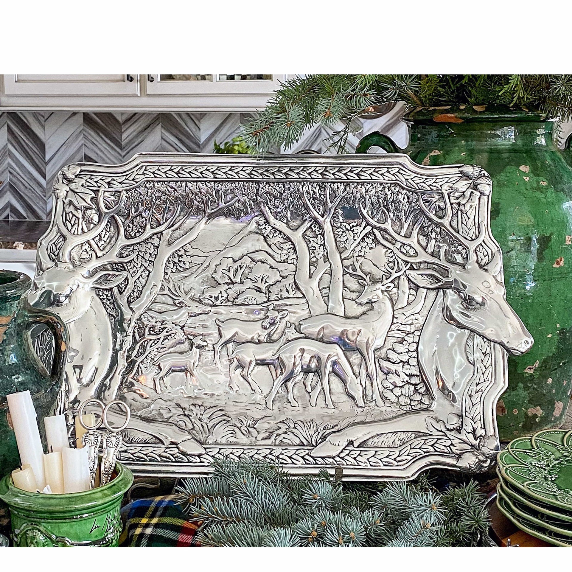 Elk Herd Oblong Tray Arthur Court Designs