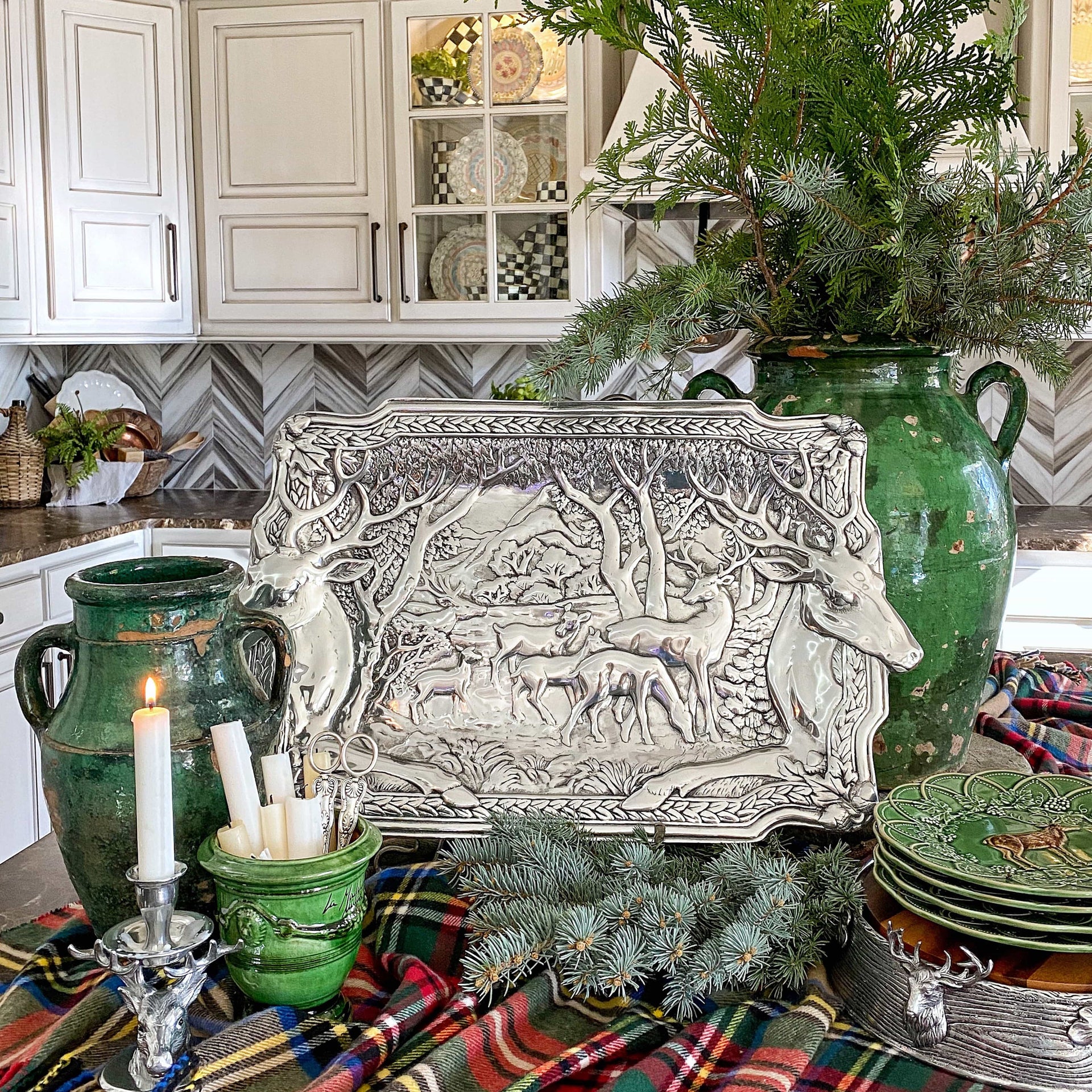 Elk Herd Oblong Tray Arthur Court Designs