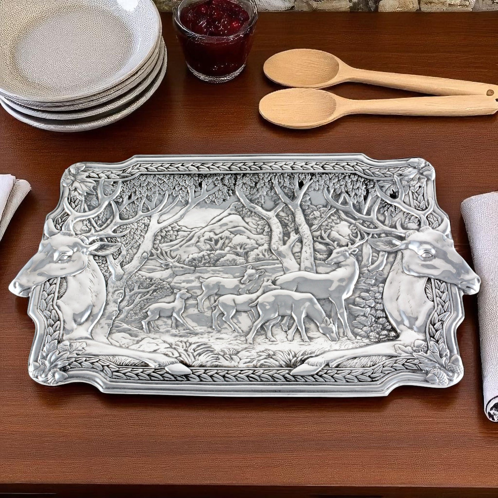 Elk Herd Oblong Tray Arthur Court Designs