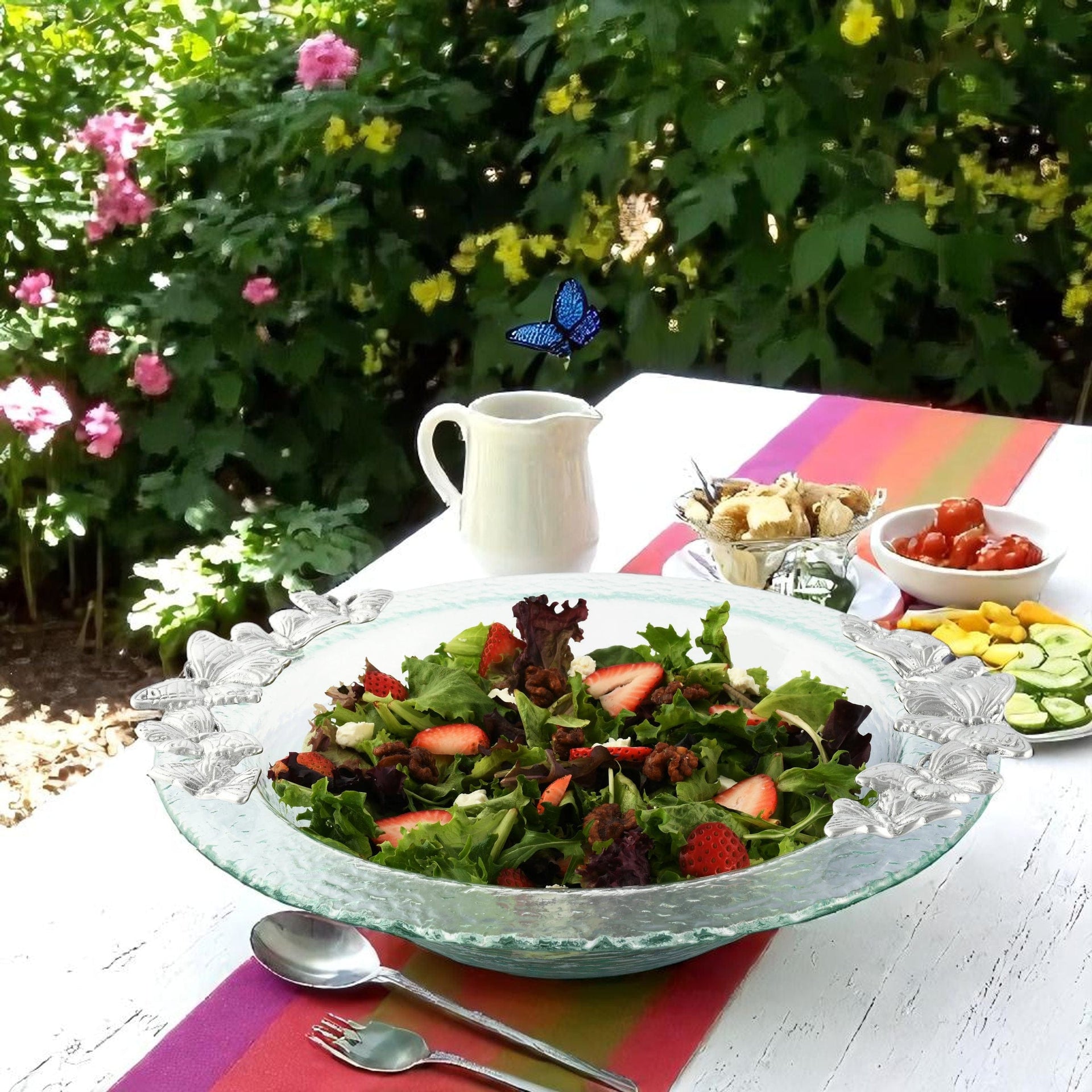 Butterfly Glass Salad Bowl Arthur Court Designs