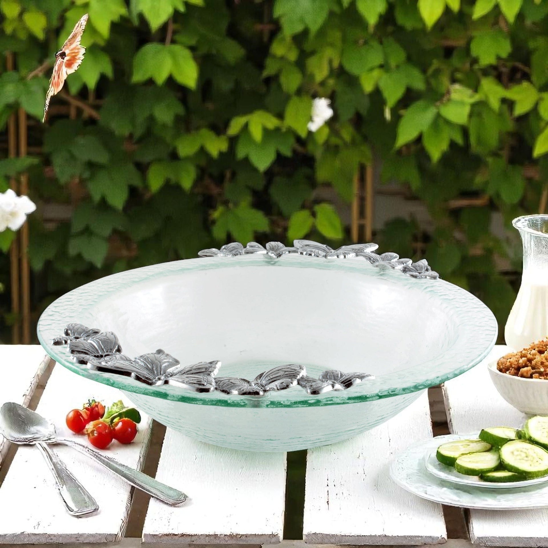 Butterfly Glass Salad Bowl Arthur Court Designs