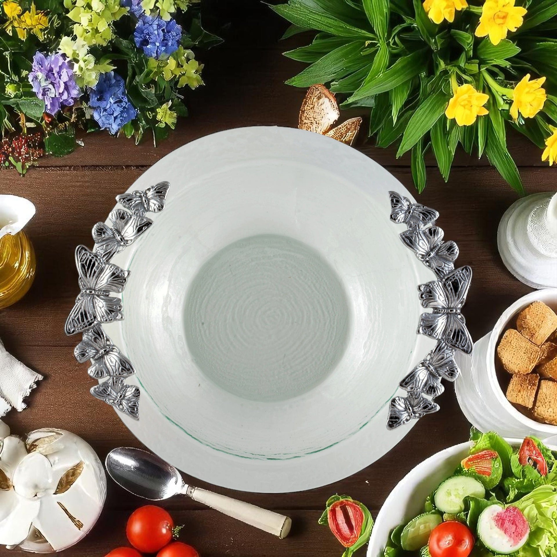 Butterfly Glass Salad Bowl Arthur Court Designs