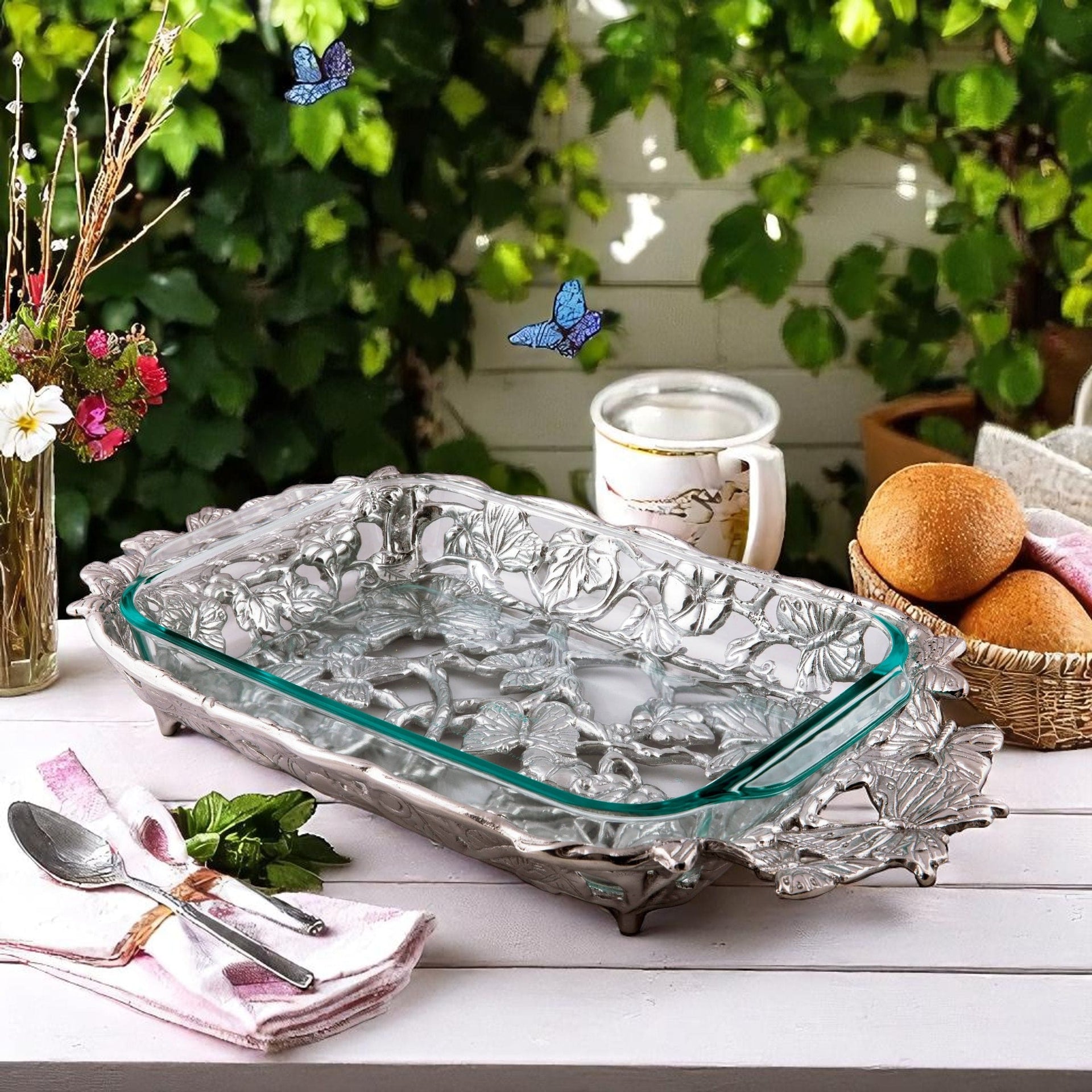 Butterfly Pyrex Holder 3qt Arthur Court Designs