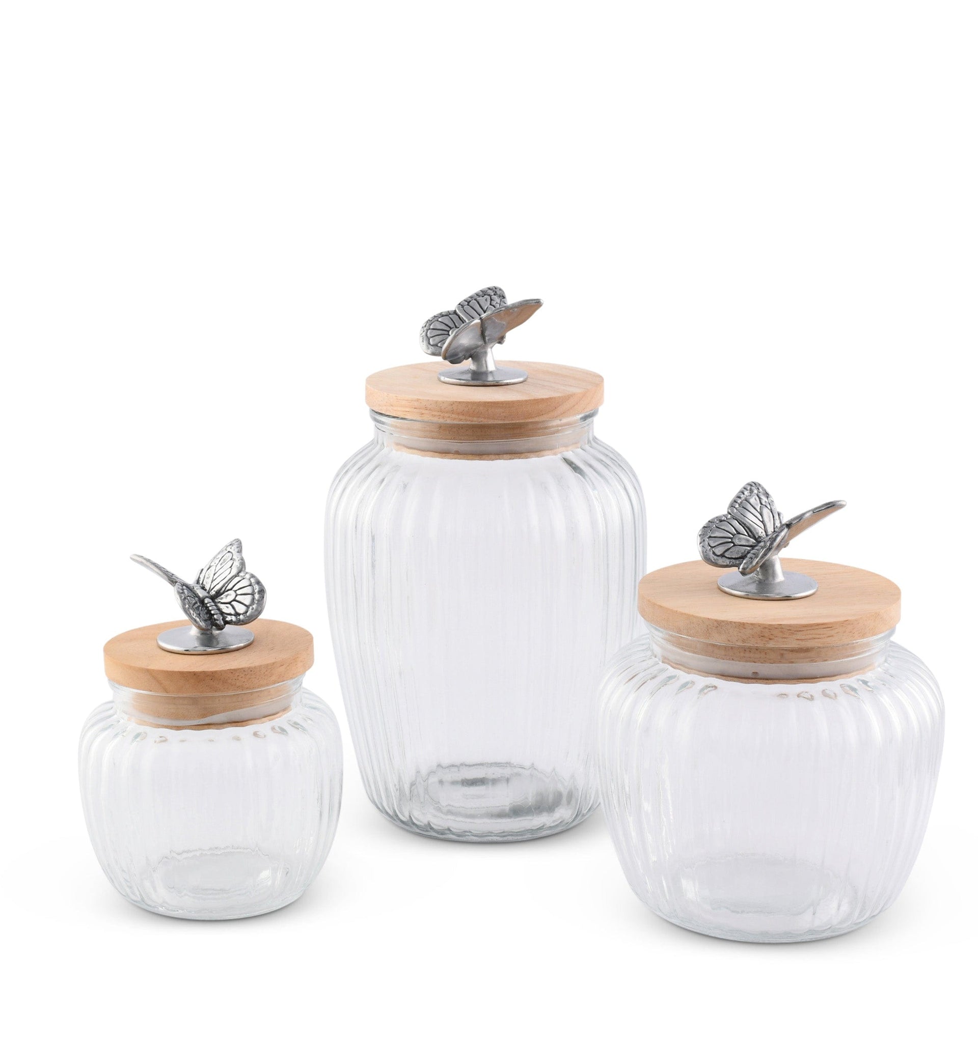 Butterfly Knob Glass Canisters