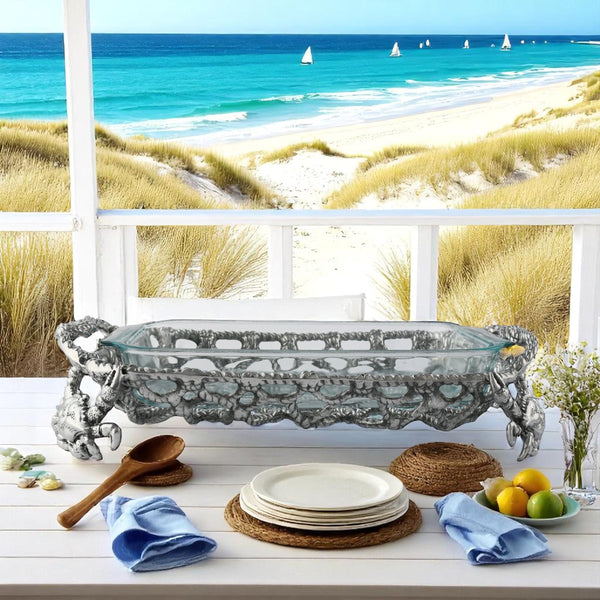 Crab and Net Casserole 3 Quart Holder Arthur Court Designs