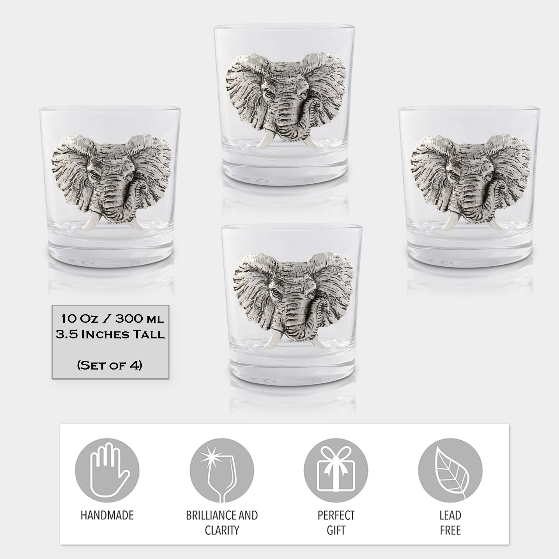 Elephant Bar Glasses Set of 4 Arthur Court Designs