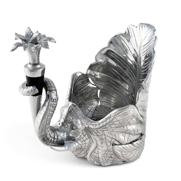 Elephant Wine Coaster and Stopper Set