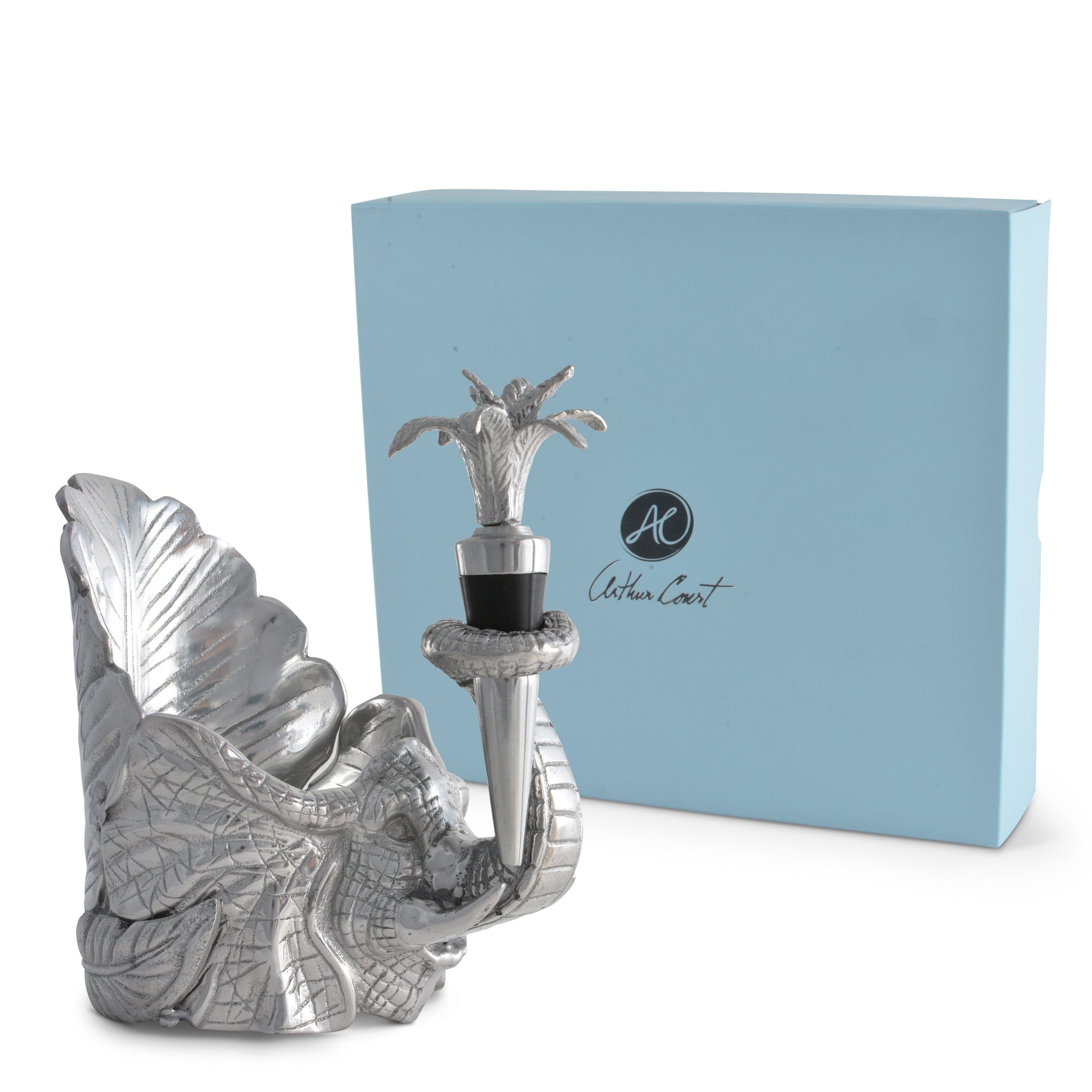 Elephant Wine Coaster and Stopper Set Arthur Court Designs