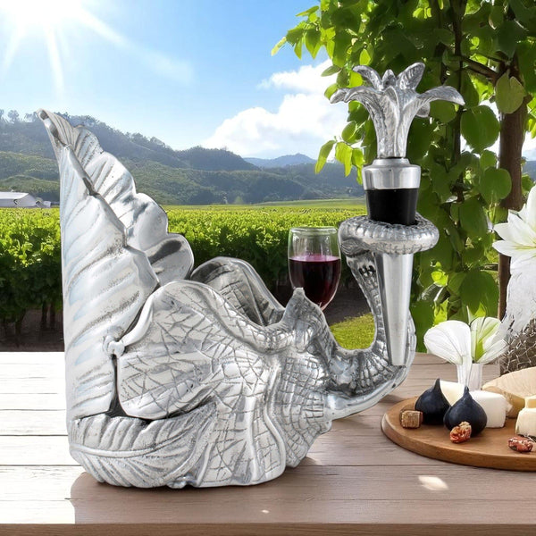 Elephant Wine Coaster and Stopper Set