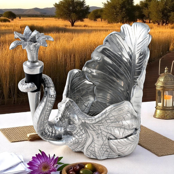 Elephant Wine Coaster and Stopper Set Arthur Court Designs