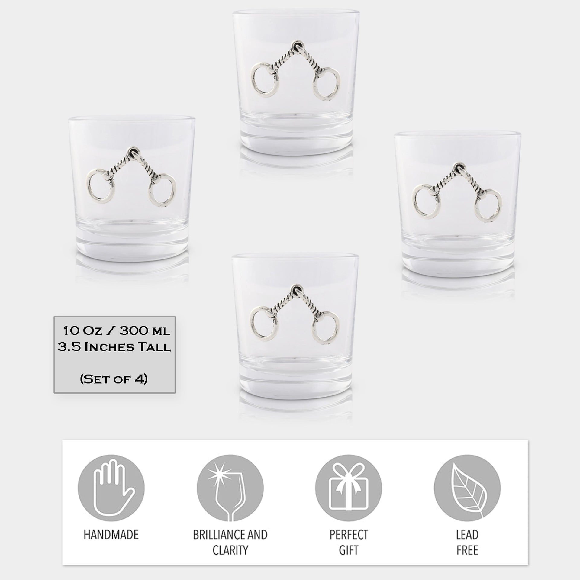 Equestrian Bit Bar Glasses Set of 4 Arthur Court Designs