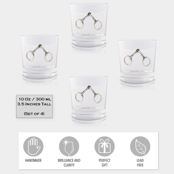 Equestrian Bit Bar Glasses Set of 4