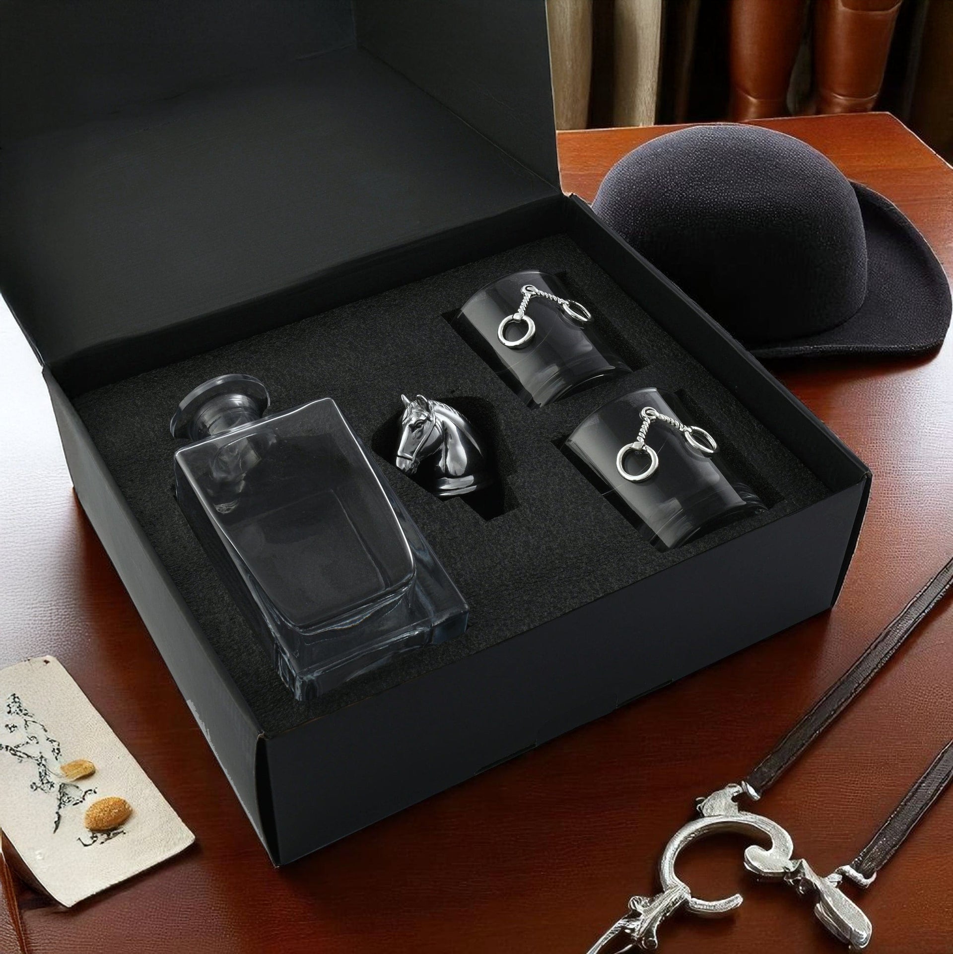Equestrian Decanter Set with Glasses