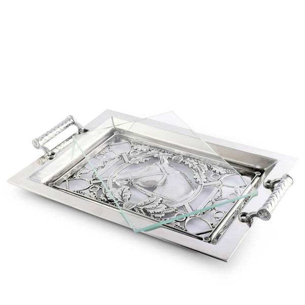 Equestrian Horse Glass Top Serving Tray