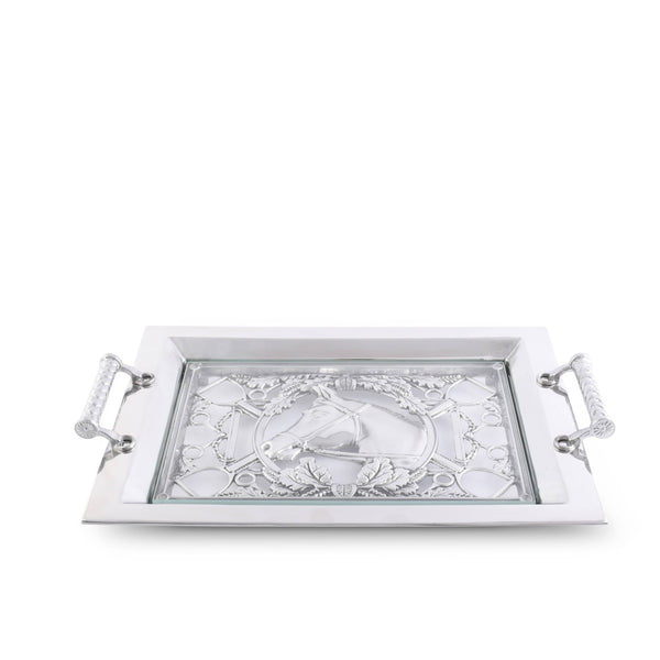 Equestrian Horse Glass Top Serving Tray