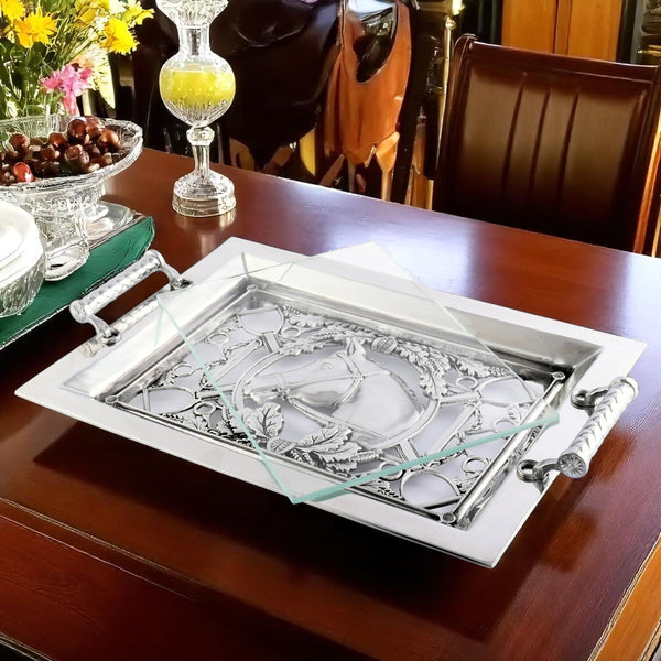 Equestrian Horse Glass Top Serving Tray