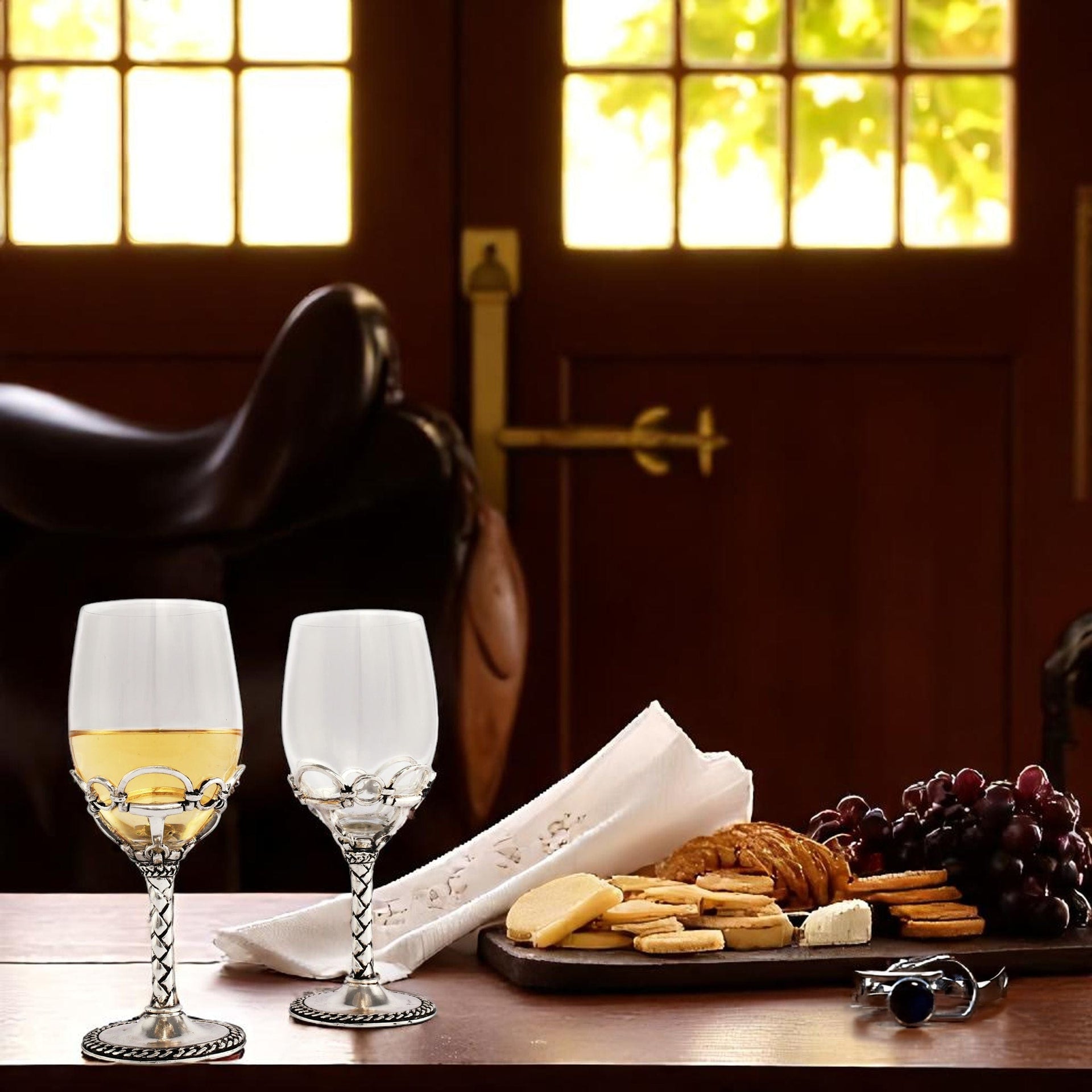 Equestrian Pair of Wine Glasses Arthur Court Designs