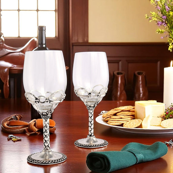 Equestrian Pair of Wine Glasses Arthur Court Designs