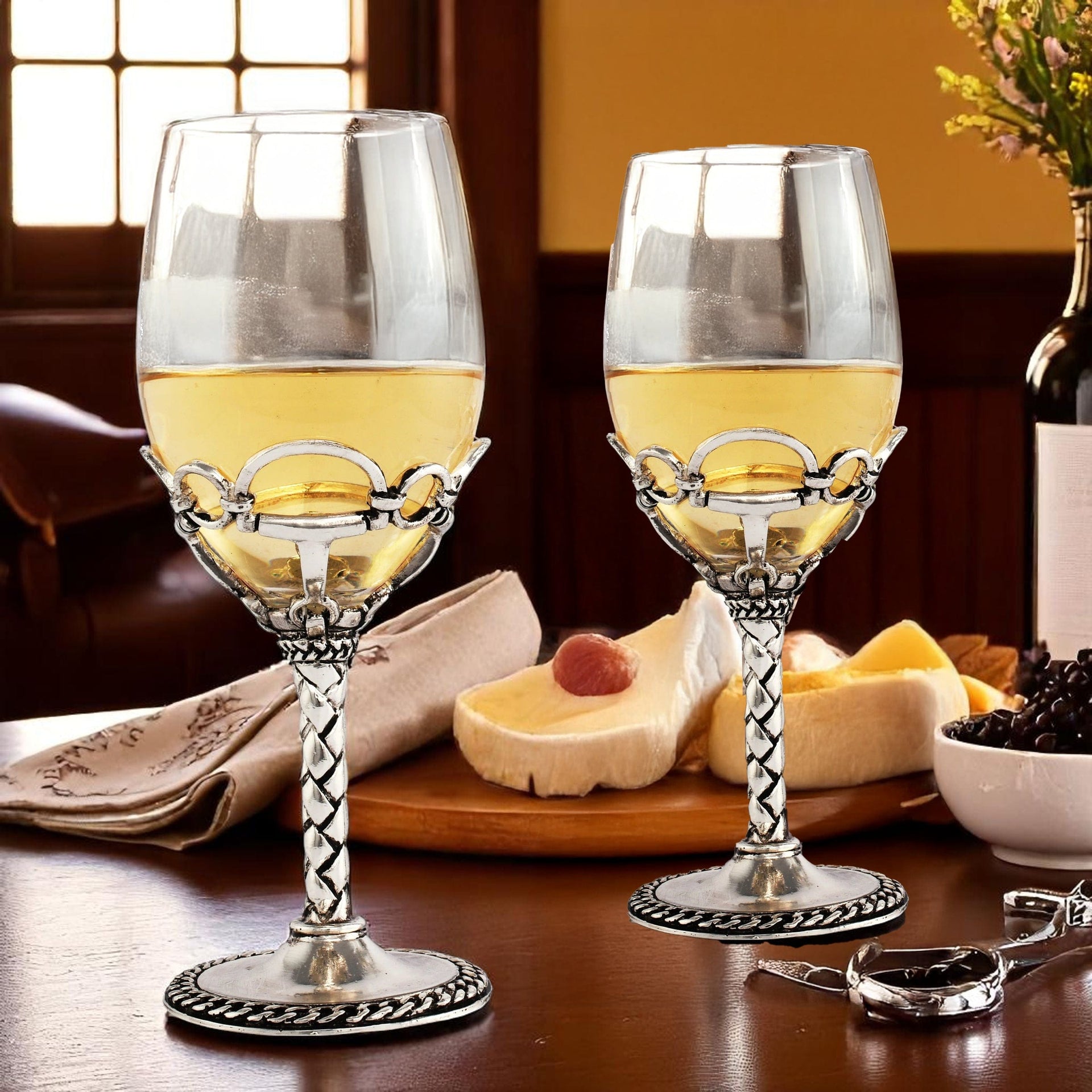 Equestrian Pair of Wine Glasses Arthur Court Designs