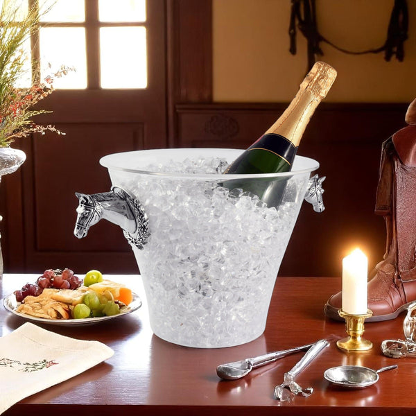 Horse Head Handle Acrylic Ice Bucket Arthur Court Designs