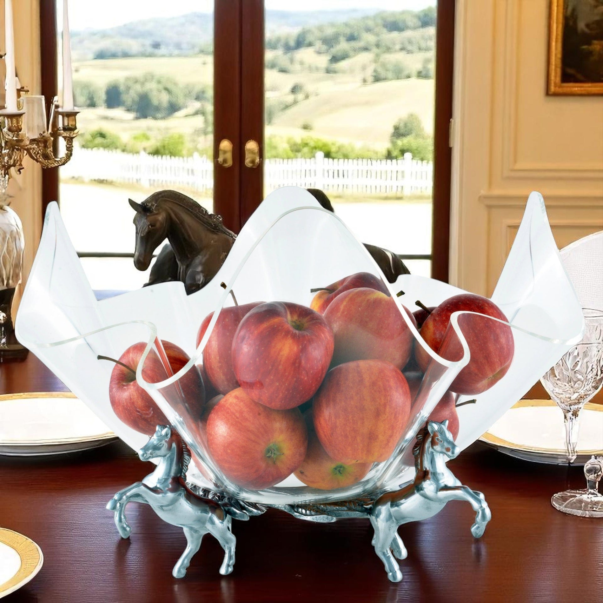 Horse Stand Acrylic Bowl 14 Arthur Court Designs