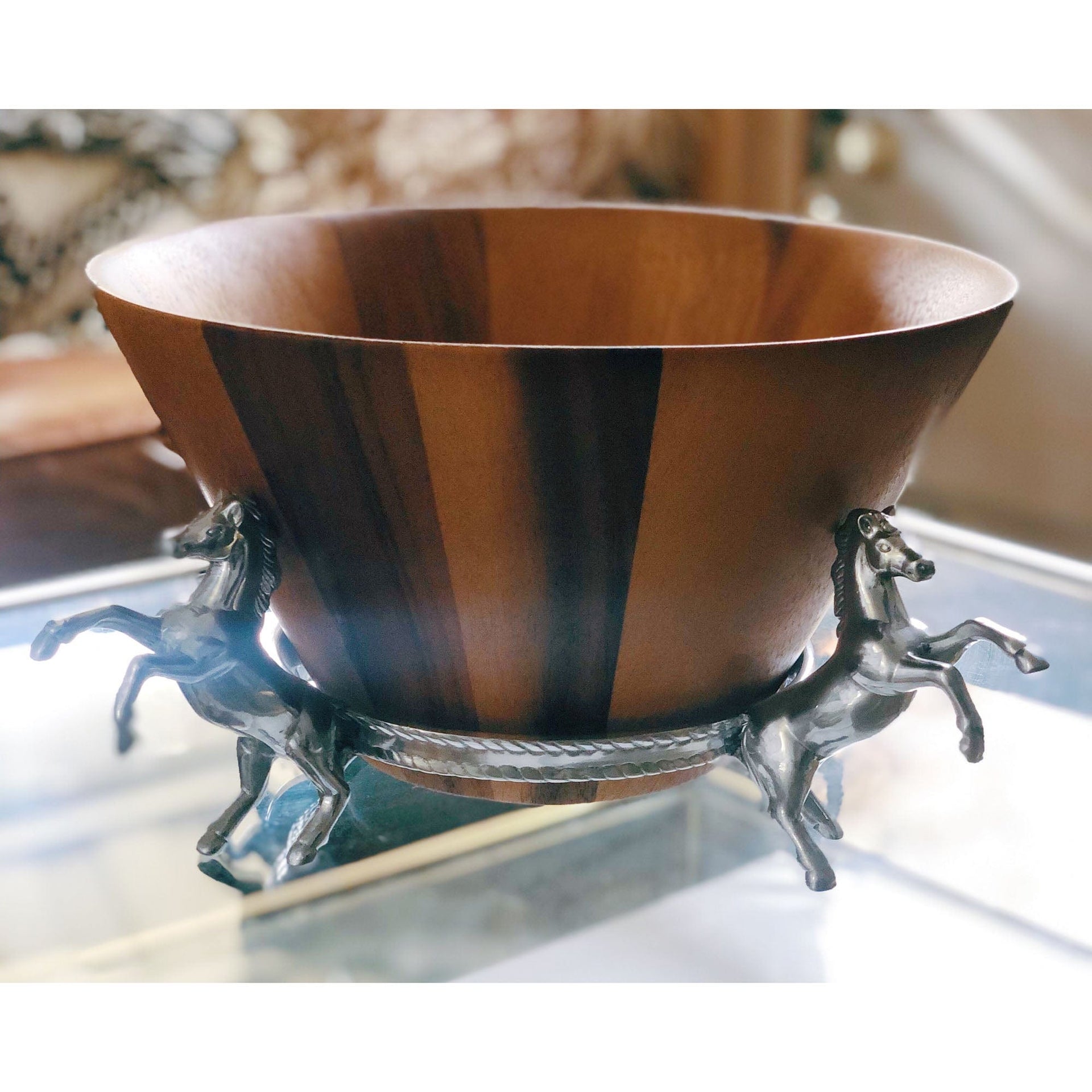 Horse Wood Tall Salad Bowl - Arthur Court