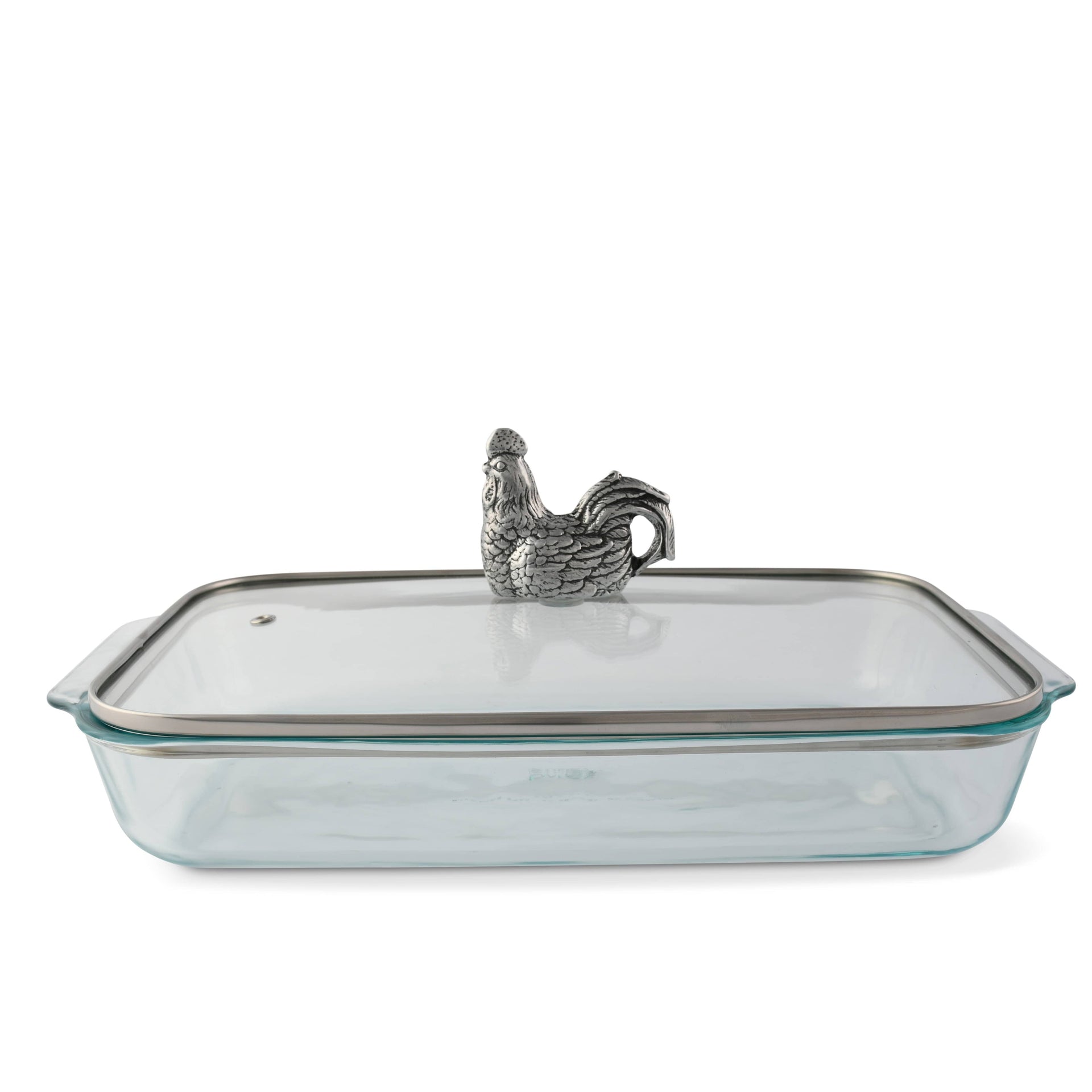 Rooster Lid with Pyrex 3 quart Baking Dish Arthur Court Designs