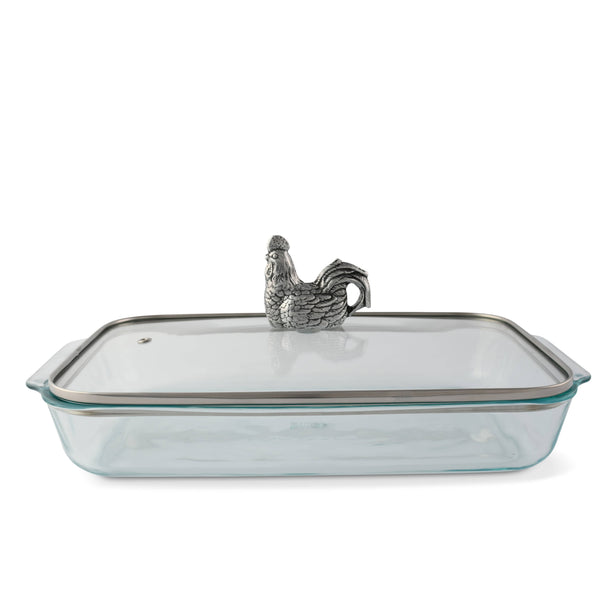 Rooster Lid with Pyrex 3 quart Baking Dish Arthur Court Designs
