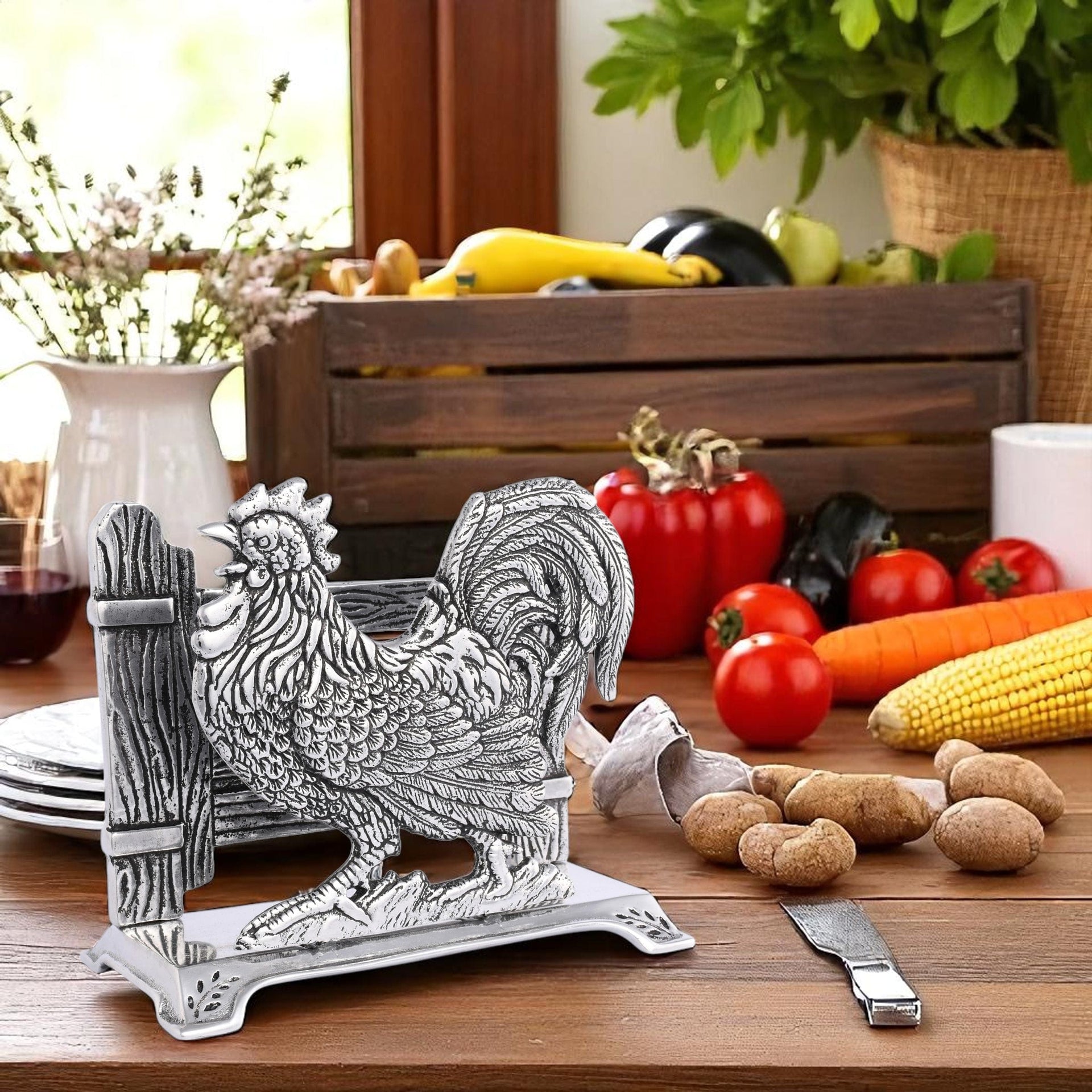 Rooster Upright Napkin Holder Arthur Court Designs