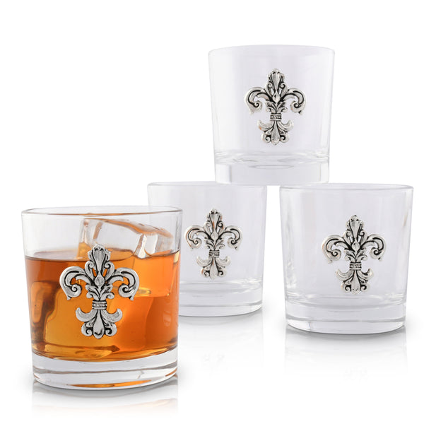Fleur-de-Lis Bar Glasses Set of 4 Arthur Court Designs