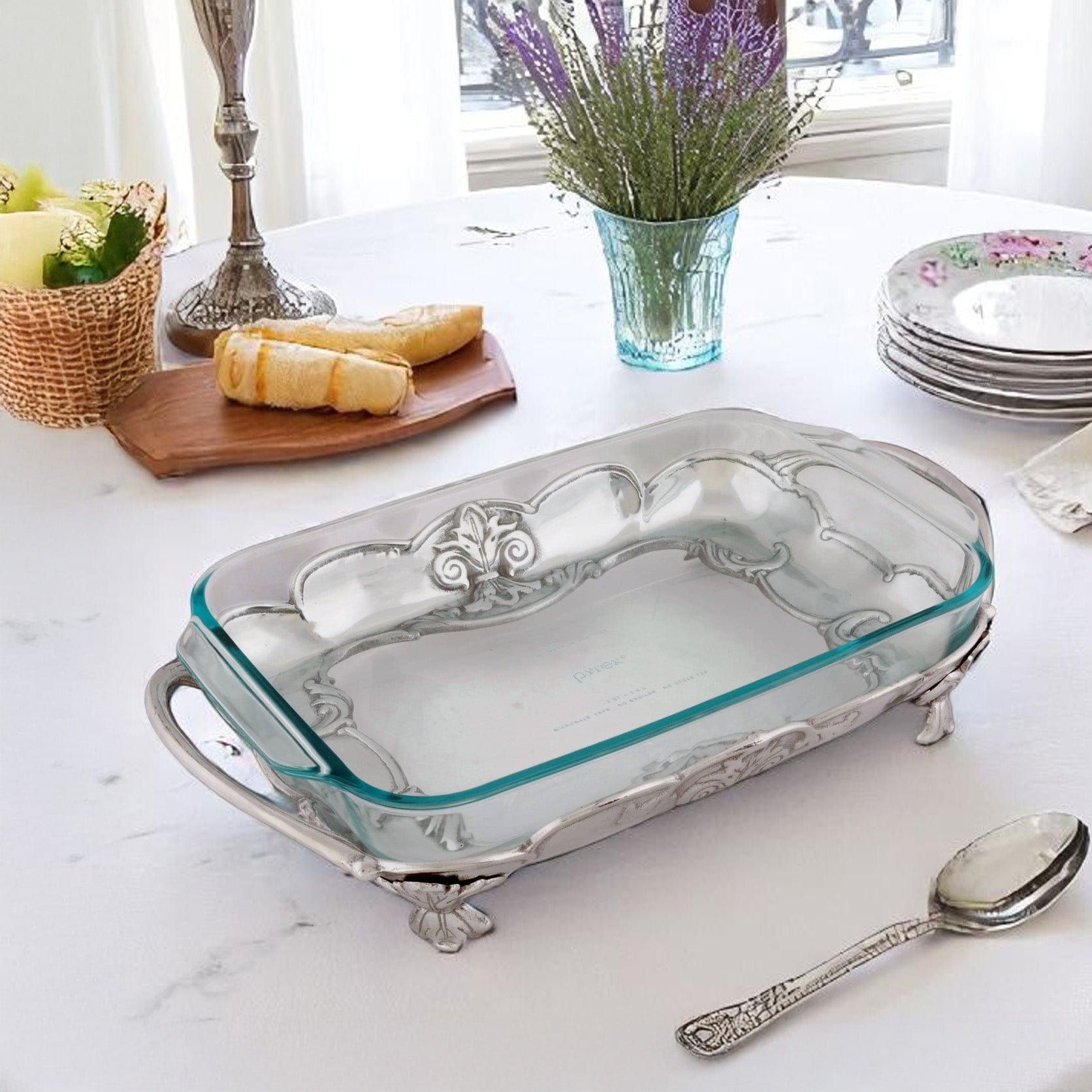 Fleur-De-Lis Pyrex Holder 3qt Arthur Court Designs