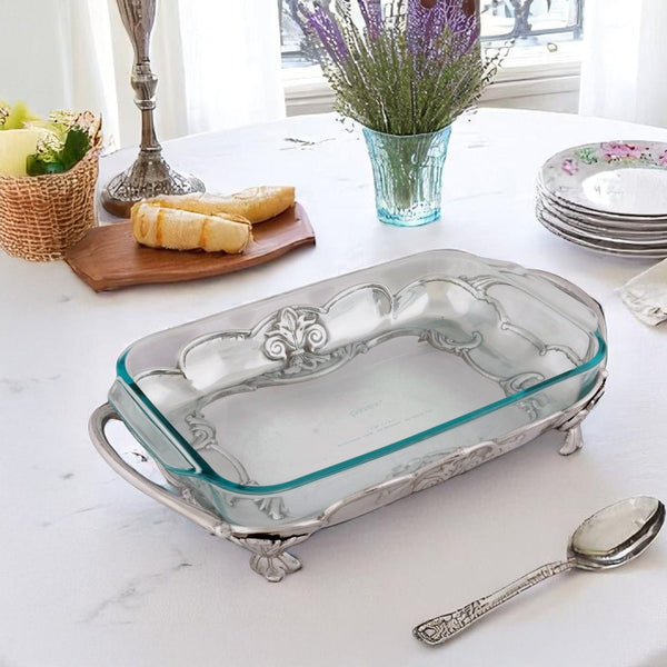 Fleur-De-Lis Pyrex Holder 3qt Arthur Court Designs