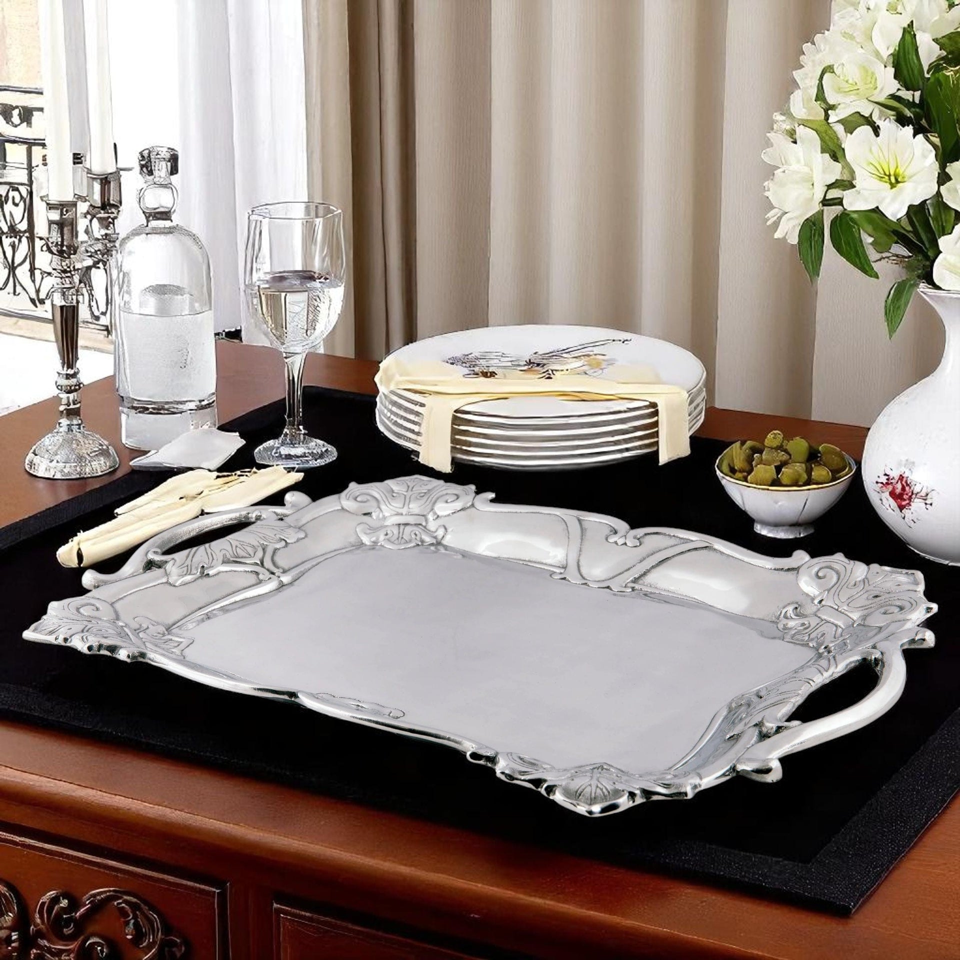 Fleur-De-Lis Rectangle Tray Arthur Court Designs