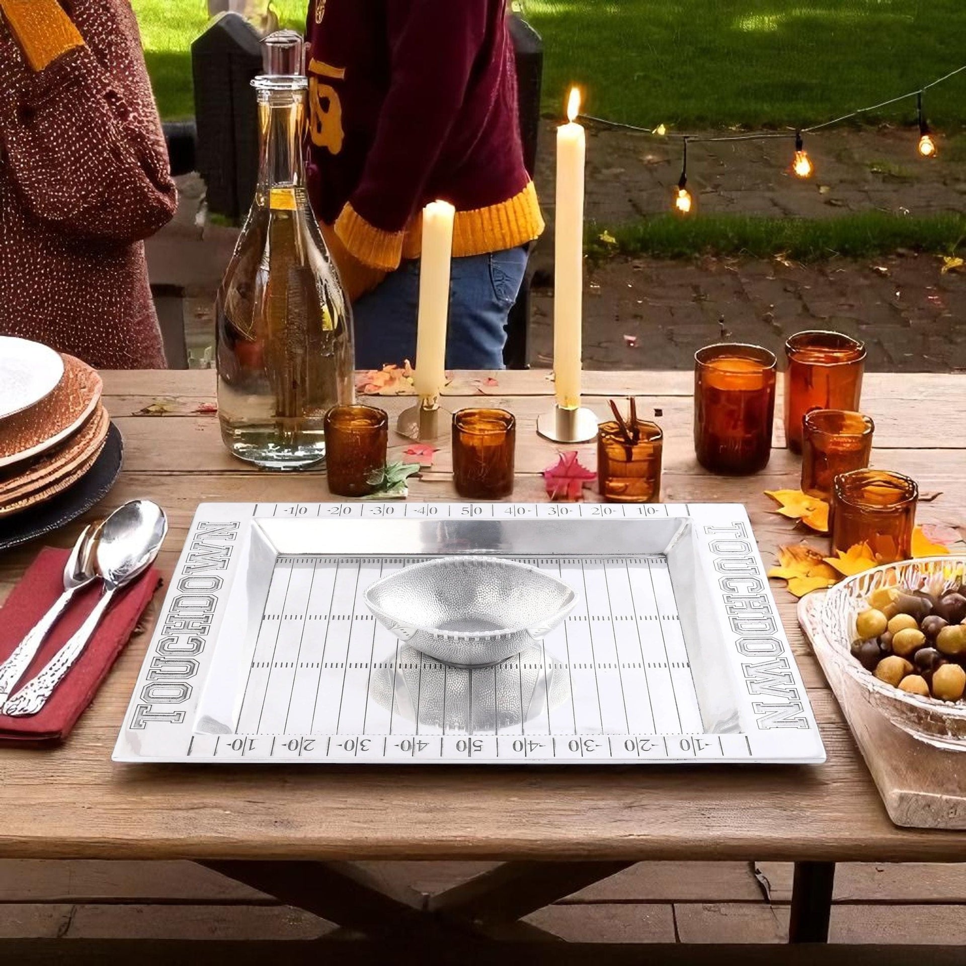 Football Field Chip and Dip Tray and Bowl Arthur Court Designs