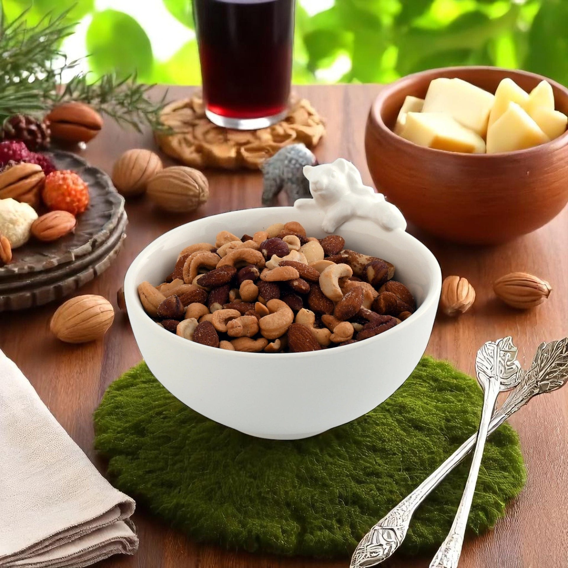 Climbing Squirrel Stoneware Nut Bowl Arthur Court Designs