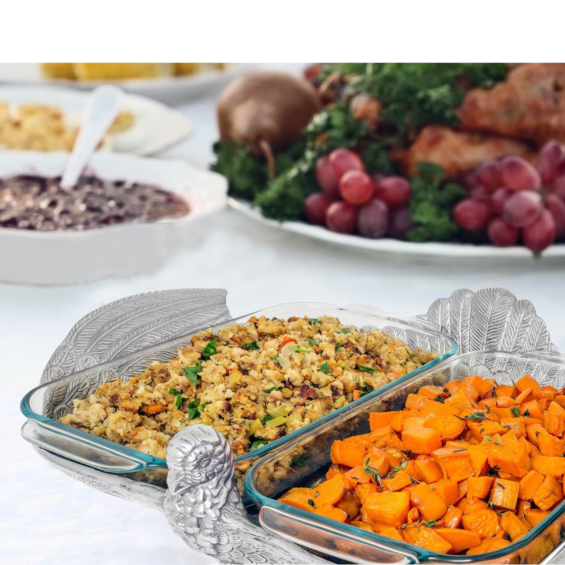 2Qt Double Base Turkey Casserole Holder Arthur Court Designs