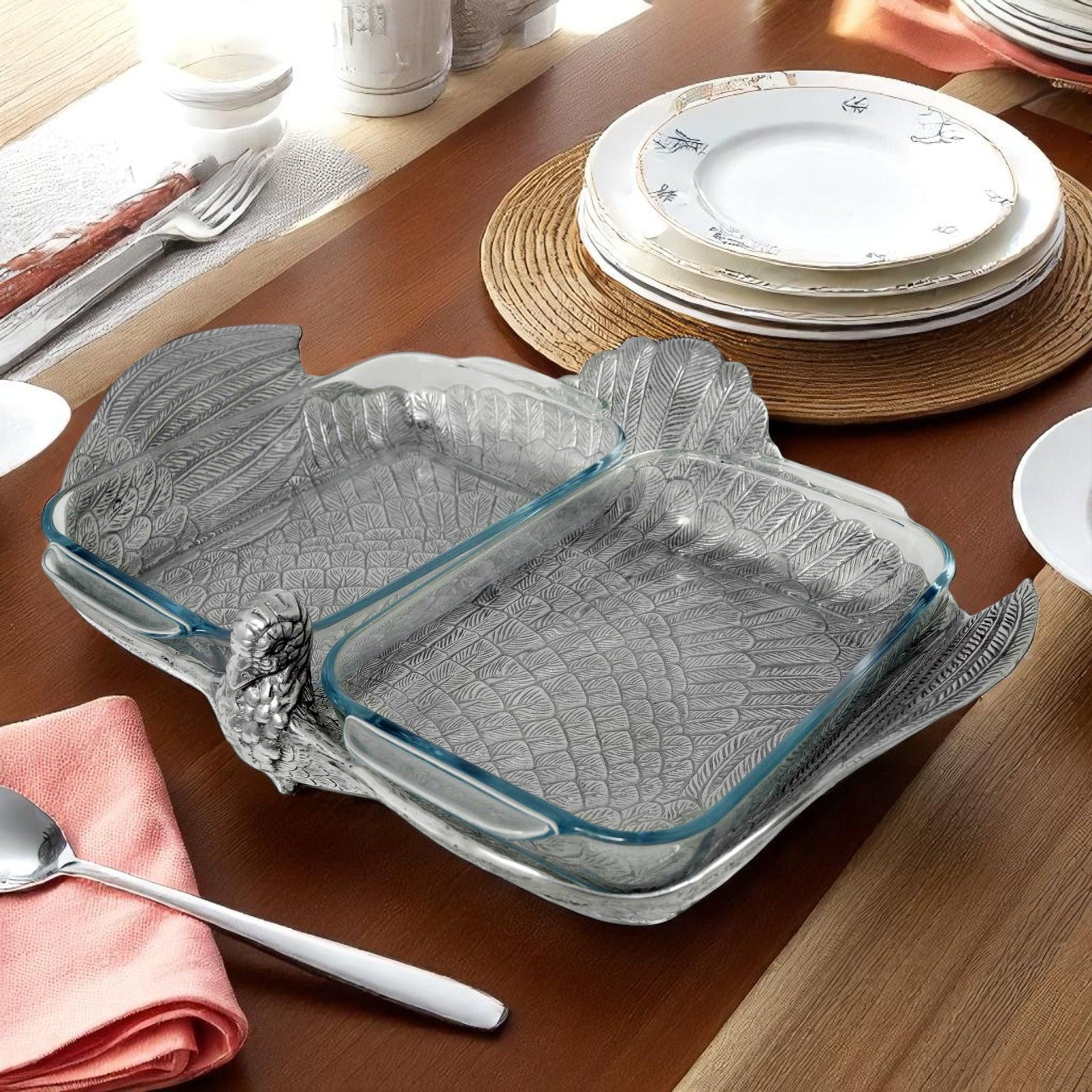 2Qt Double Base Turkey Casserole Holder Arthur Court Designs