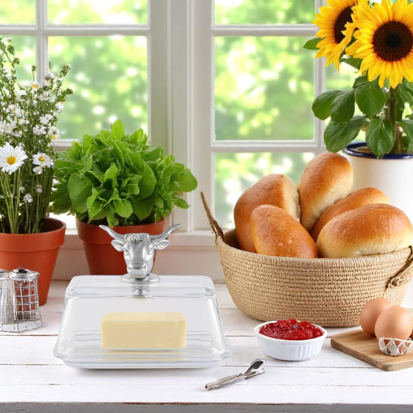 Glass Butter Dish - Cow Arthur Court Designs