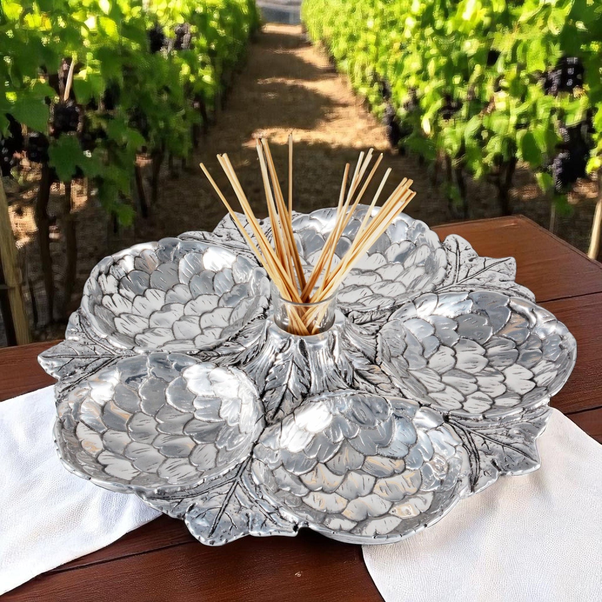 Artichoke 5 Section Snack Tray Arthur Court Designs