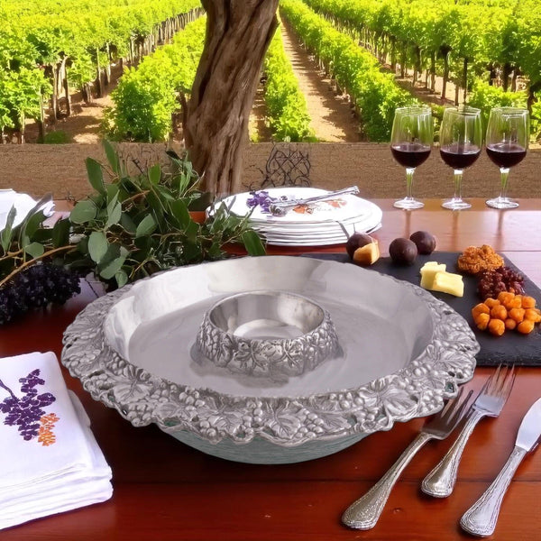 Chilling Appetizer and Seafood Serving Bowl - Grape Pattern Arthur Court Designs