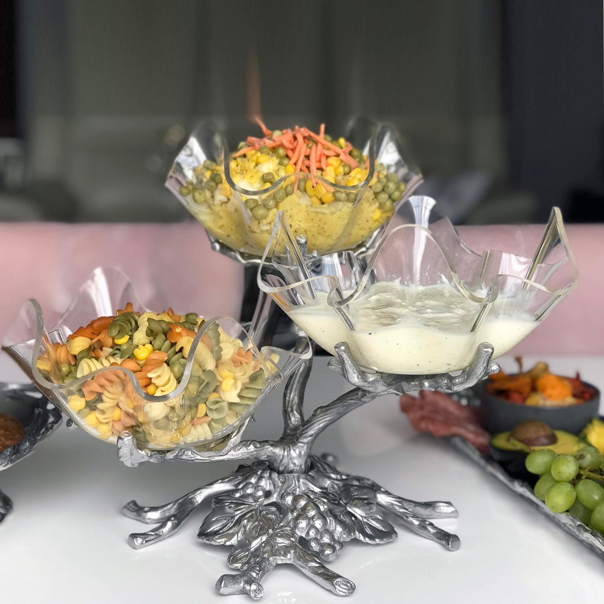 Grape Acrylic Bowls 3-Tiered Stand Arthur Court Designs