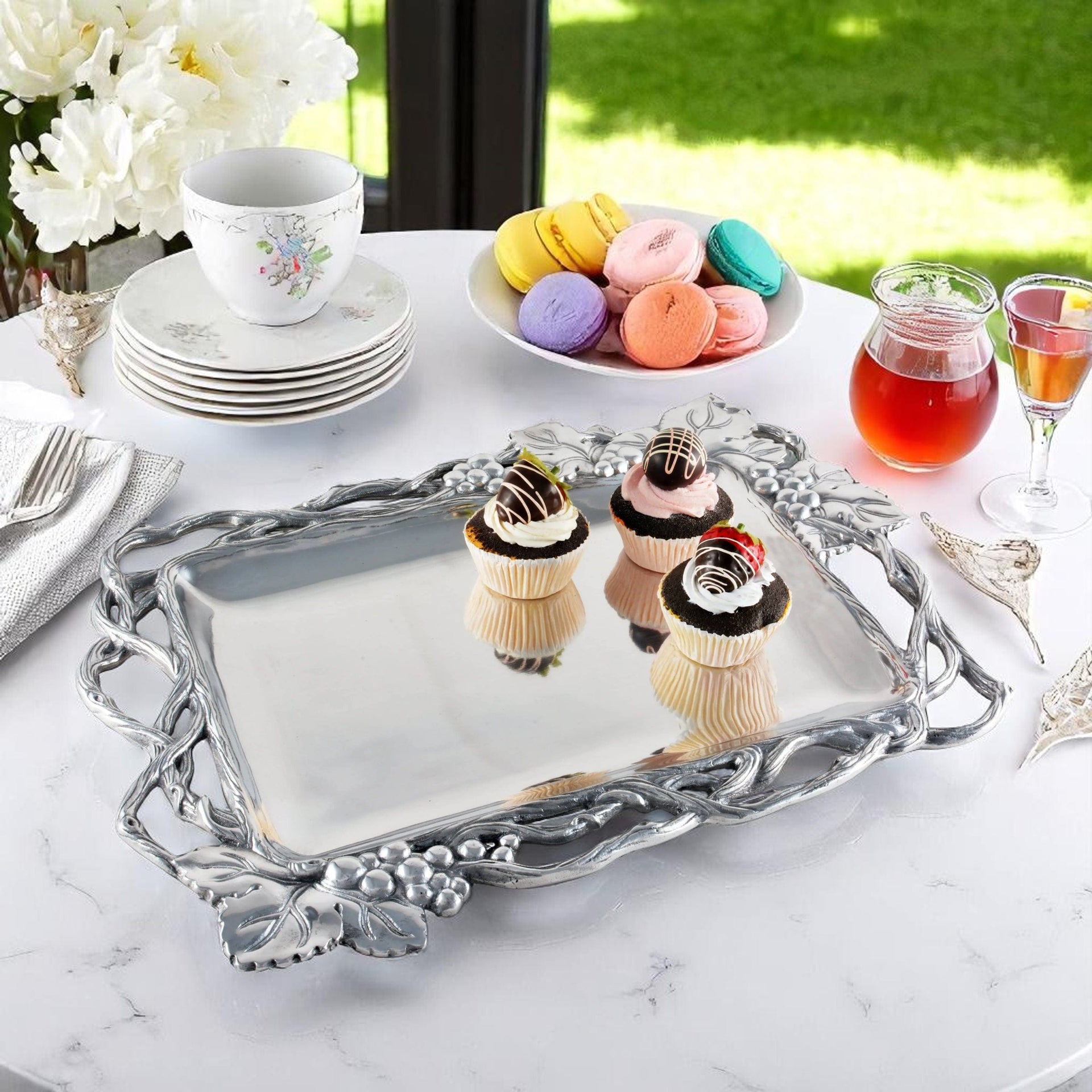 Grape Open Vine Rectangle Tray Arthur Court Designs