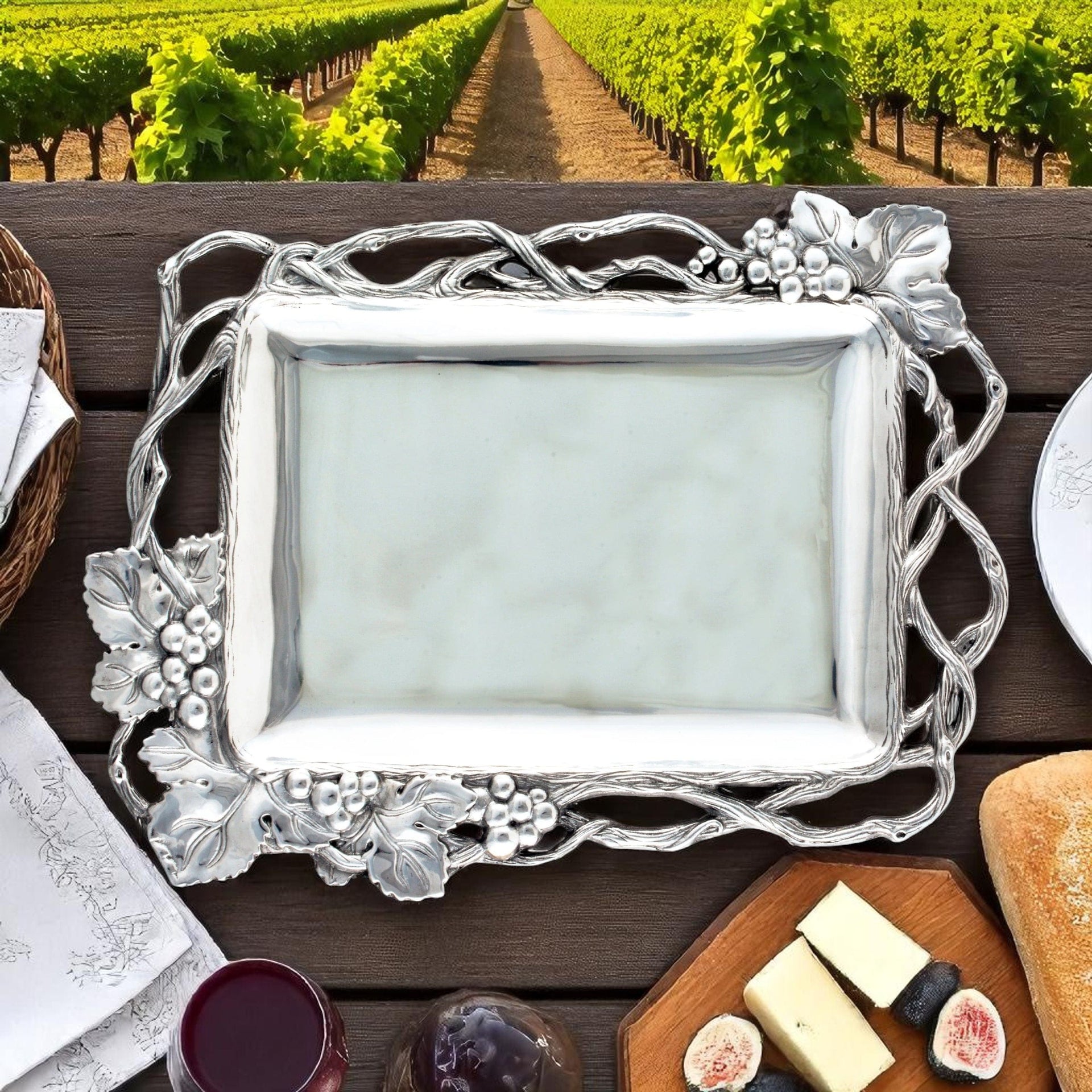 Grape Open Vine Rectangle Tray Arthur Court Designs
