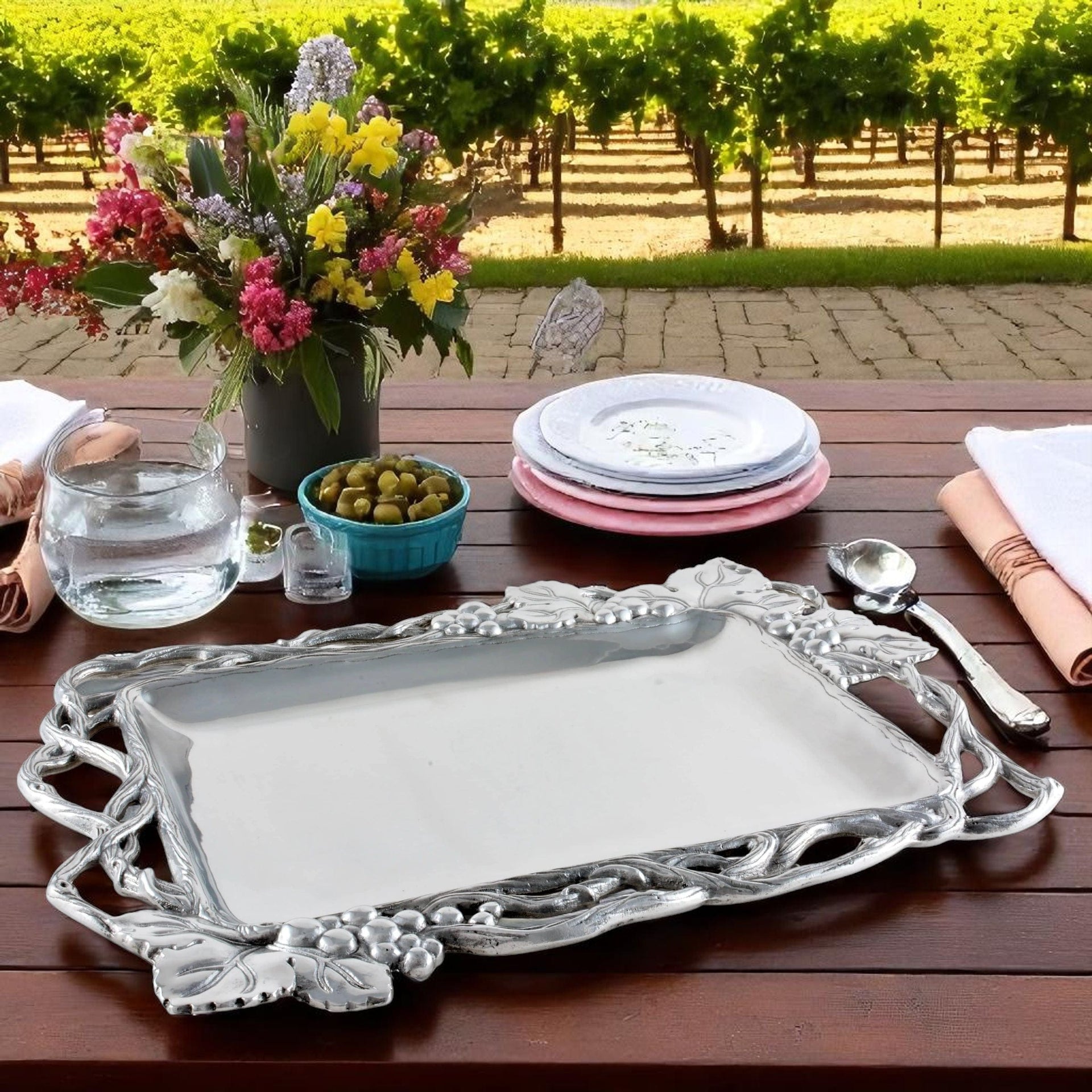 Grape Open Vine Rectangle Tray