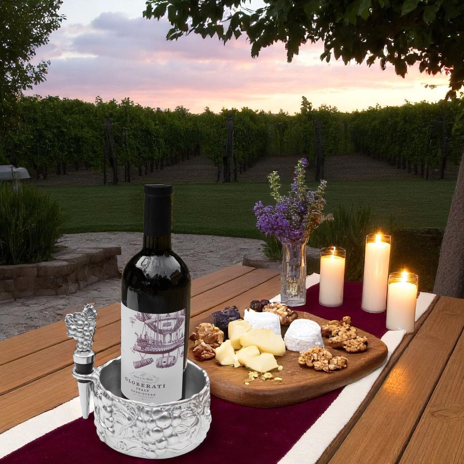 Grape Wine Caddy and Stopper Set Arthur Court Designs